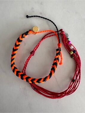 2pc Multicolor Braided Cord Friendship Pura Vida Bracelets Adjustable Slide
